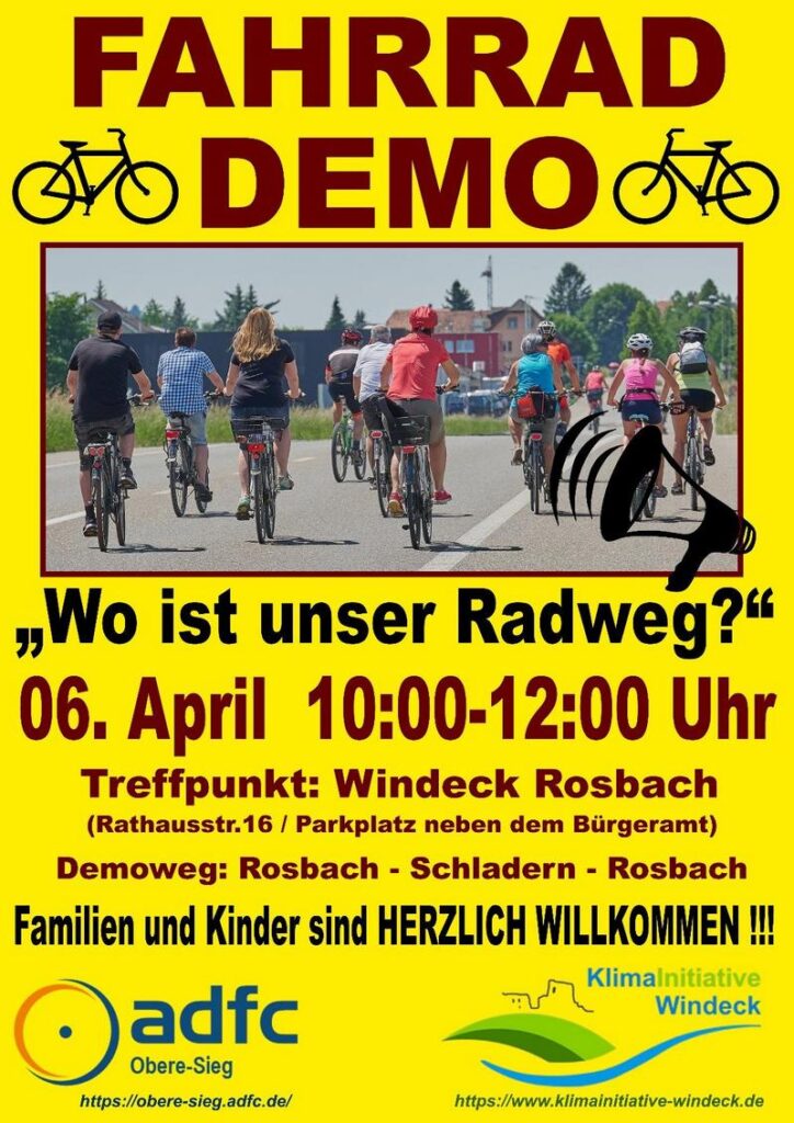 Demoaufruf für die Fahrraddemo am 6. April 2024 um 10 Uhr
